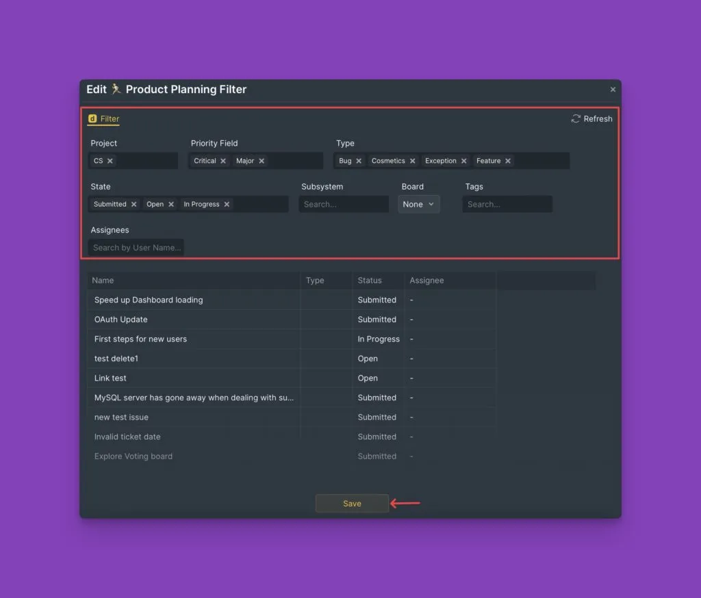 利用可能な条件を表示するフィルタ編集インターフェース