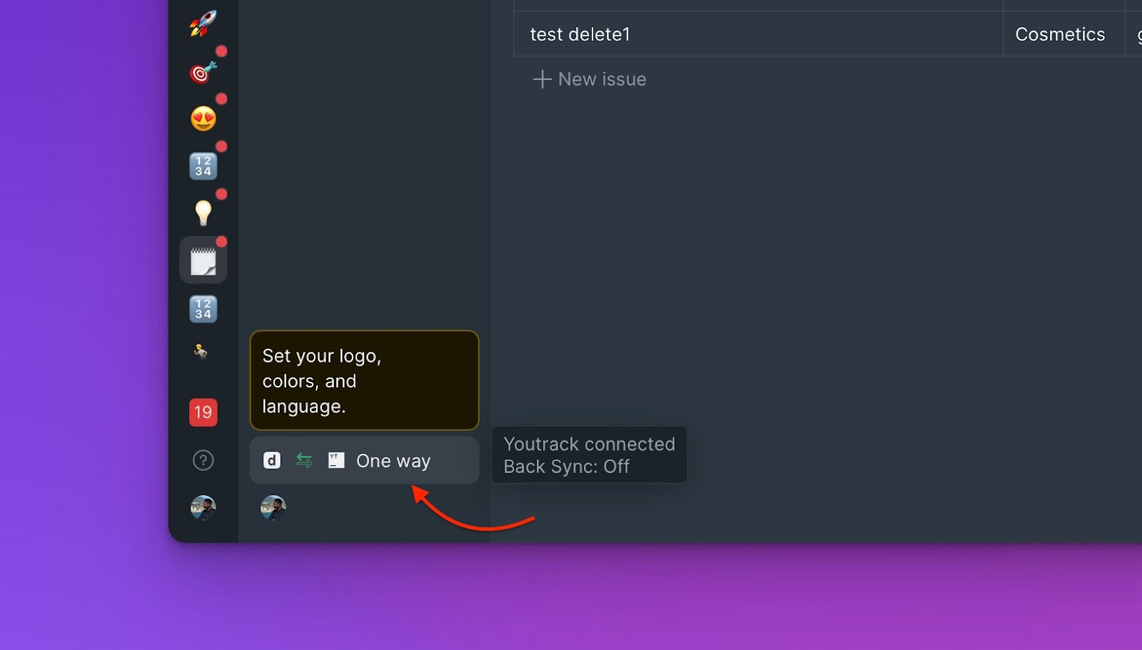 Sync-Symbol in der unteren linken Ecke des Boards