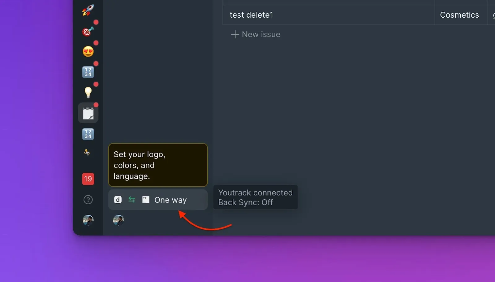 ボード左下の同期アイコン