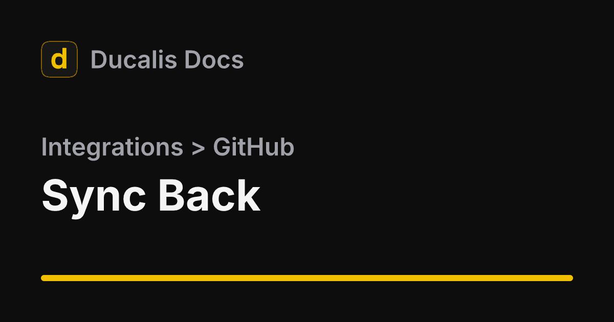 Sync Back · GitHub · Integrations | Ducalis Help Center