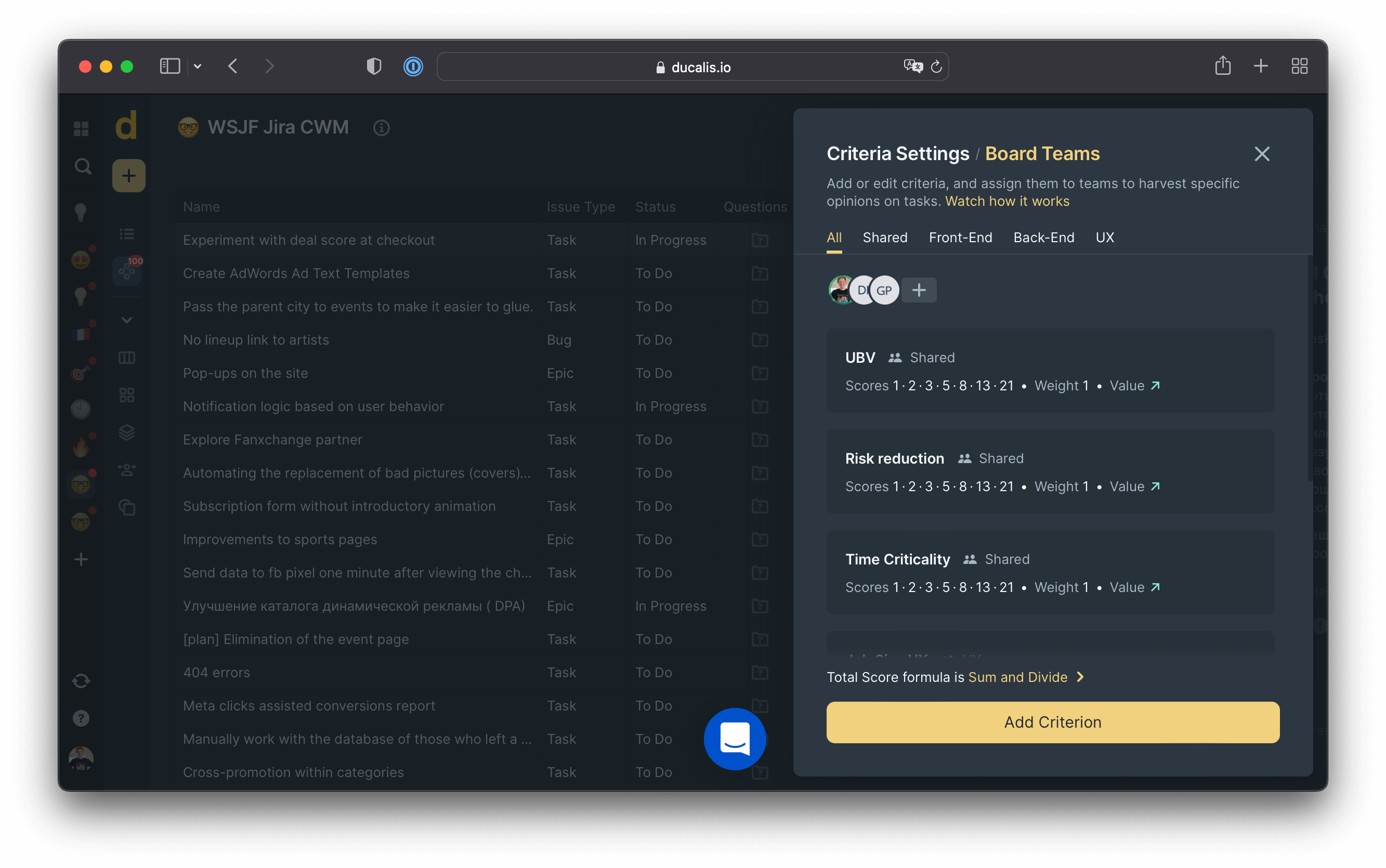 Customize WSJF Framework