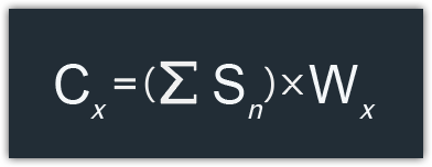 Criterion Score (Cx) is the Sum of Scores (∑Sn) multiplied by the Criterion Weight (Wx)
