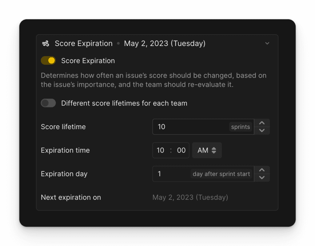 Score Expiration